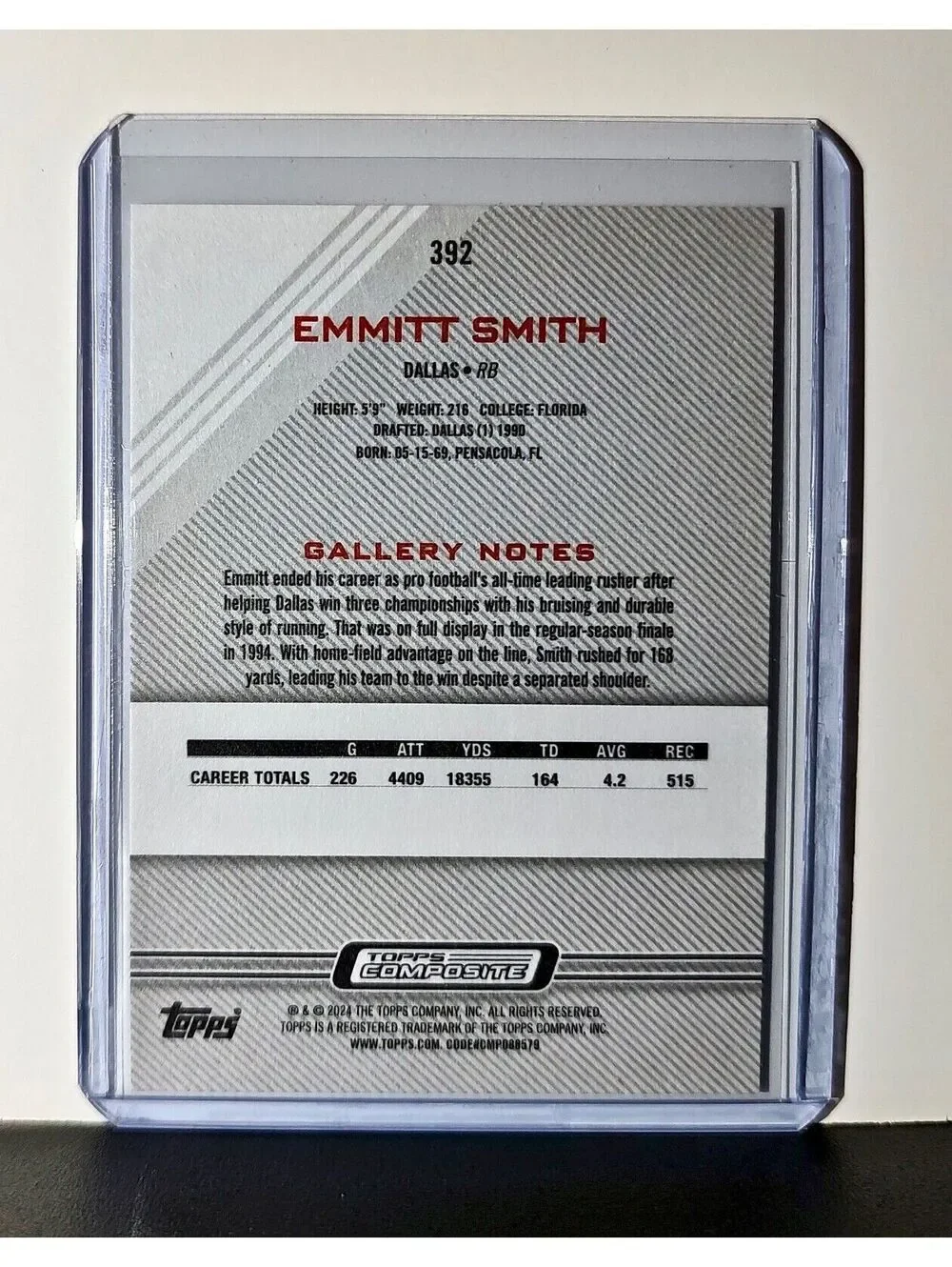 Emmitt Smith 2023 Topps Gallery NFL #392 Card Dallas Cowboys